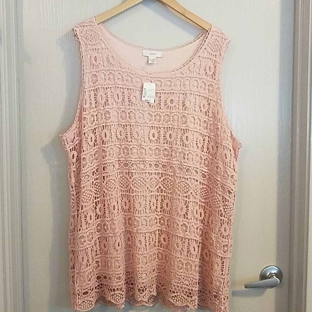 NEW $85  C J Banks pink blouse PLUS SIZE 3X $85